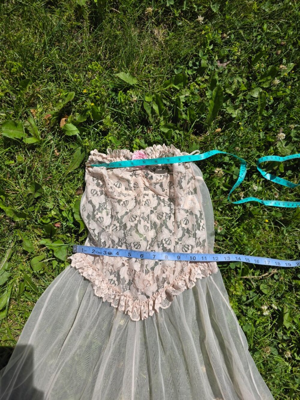 Vintage Ren Fair Fairy Coquette Western Festival Sheer Lace Empire Waist Dress - Picture 14 of 15